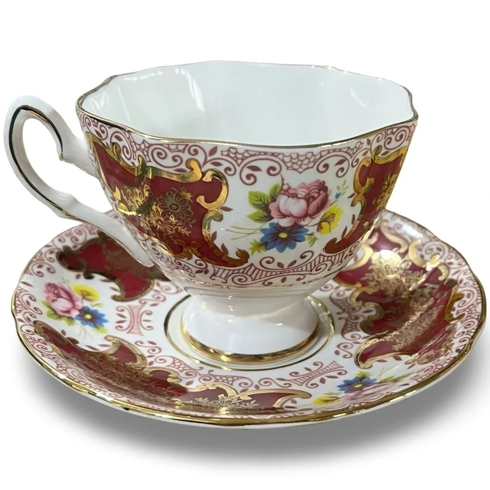 Vintage Salisbury Bone China “Versailles” Teacup and Saucer Set